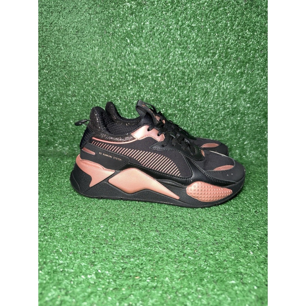 Puma RS-X Womens Size 8 Black Rose Gold Running Shoes Athletic Comfort Sneakers